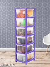 Purple plastic 6-layer drawer organizer for clothes storage and more, net quantity: pack of 1